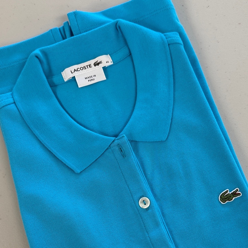 Lacoste Sleeveless Polo Shirt in Bright Turquoise Blue